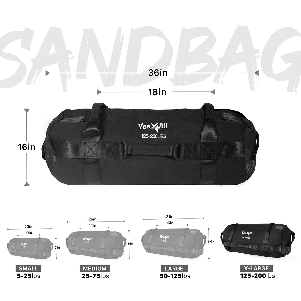 Yes4All Workout Sandbags, Heavy Duty Sandbags For Fitness, Conditioning, Mma & Combat Sports - Black - Xl