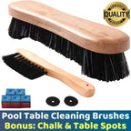Billiard Pool Table Brushes For Rail Cleaning - Bonus Cue Chalk Cubes And Pool Table Spot Dot Stickers
