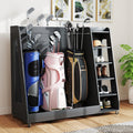 Zevemomo Wooden Golf Bag Organizer with Wheels, Golf Storage Organizer for Garage, 3 Golf Bag Storage Rack, Holds 3 Golf Bags an
