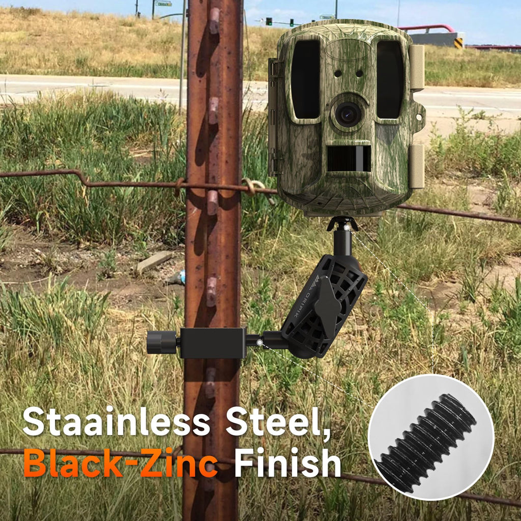 ORIPIK T-Post Trail Camera Mount - 360 Degrees Adjustable Game Camera Holder, Hunting, Easy Installation & Compact Sturdy 2 Pack