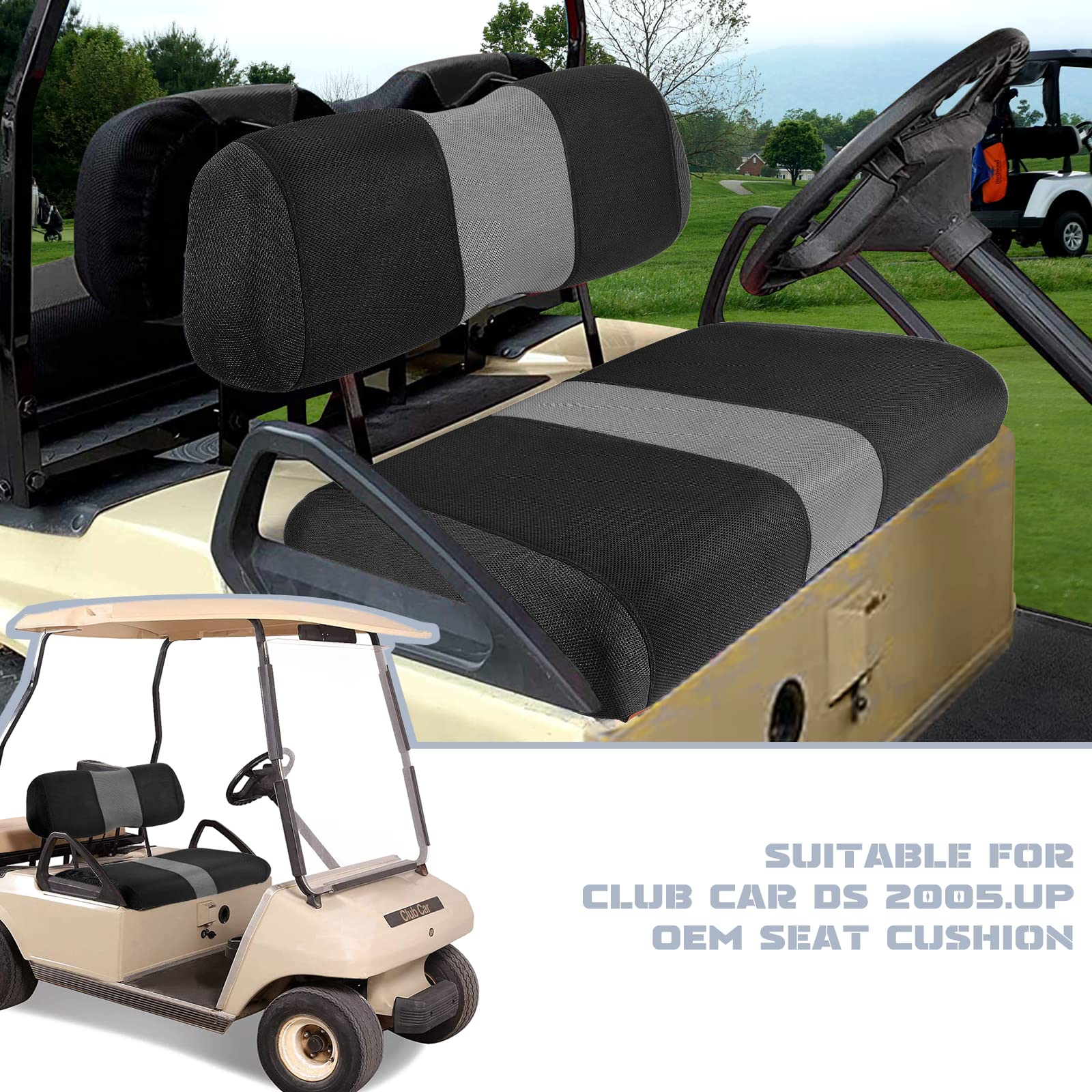 Samxomap 2Pcs Golf Cart Seat Covers Washable Breathable Air Mesh Cloth Adjustable Front Seat Cover Fit Like Gloves For Club Car