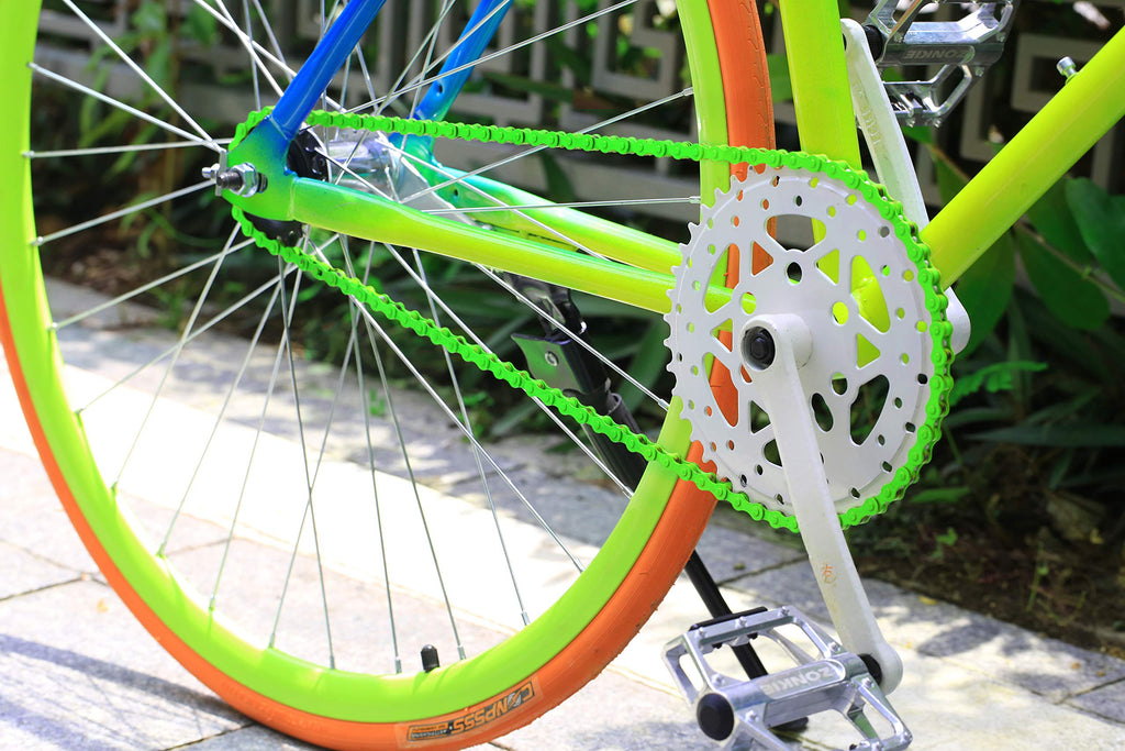 Zonkie Single-Speed Bicycle Chain 1/2 X 1/8 Inch 116 Links (Green, 1/2'' 1/8'' 116 Links)