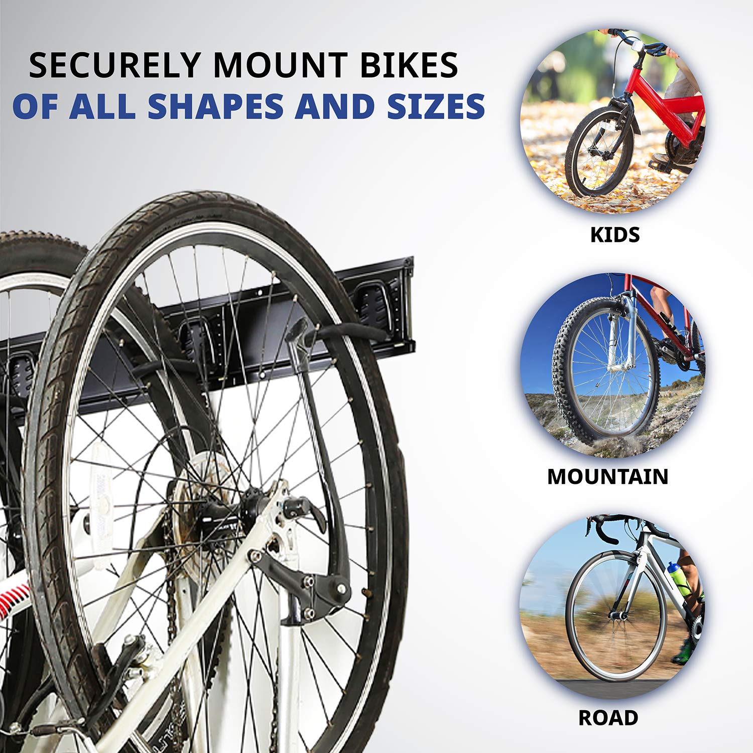 Raxgo Garage Bike Rack, Wall Mounted Bicycle Storage Hanger, 6 Adjustable Hooks Universal For Indoor & Home Use