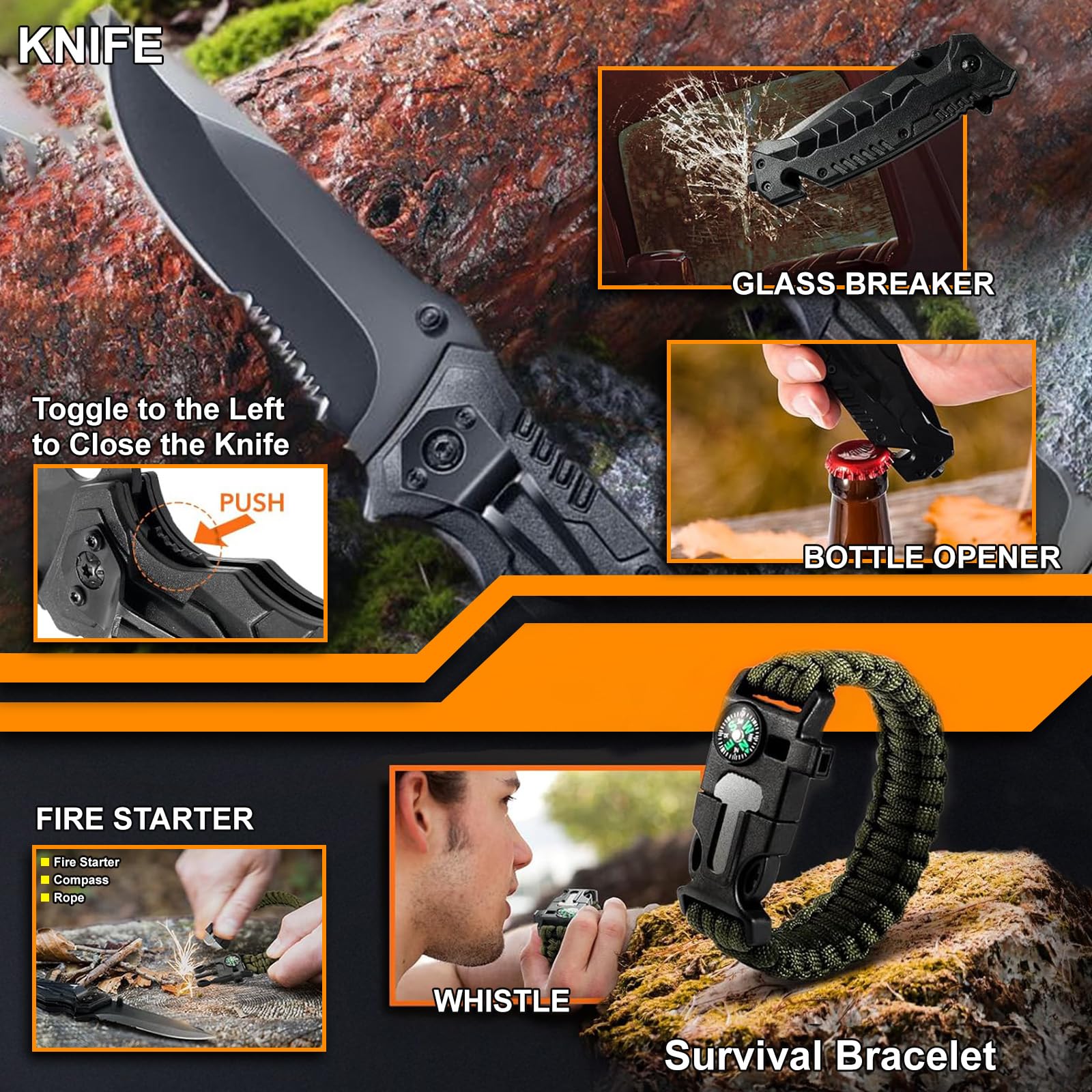 Gifts For Men Him Dad, Survival Kits And Equipment 21 Pcs, Christmas Stocking Stuffers, Anniversary Birthday Gifts For Husband B