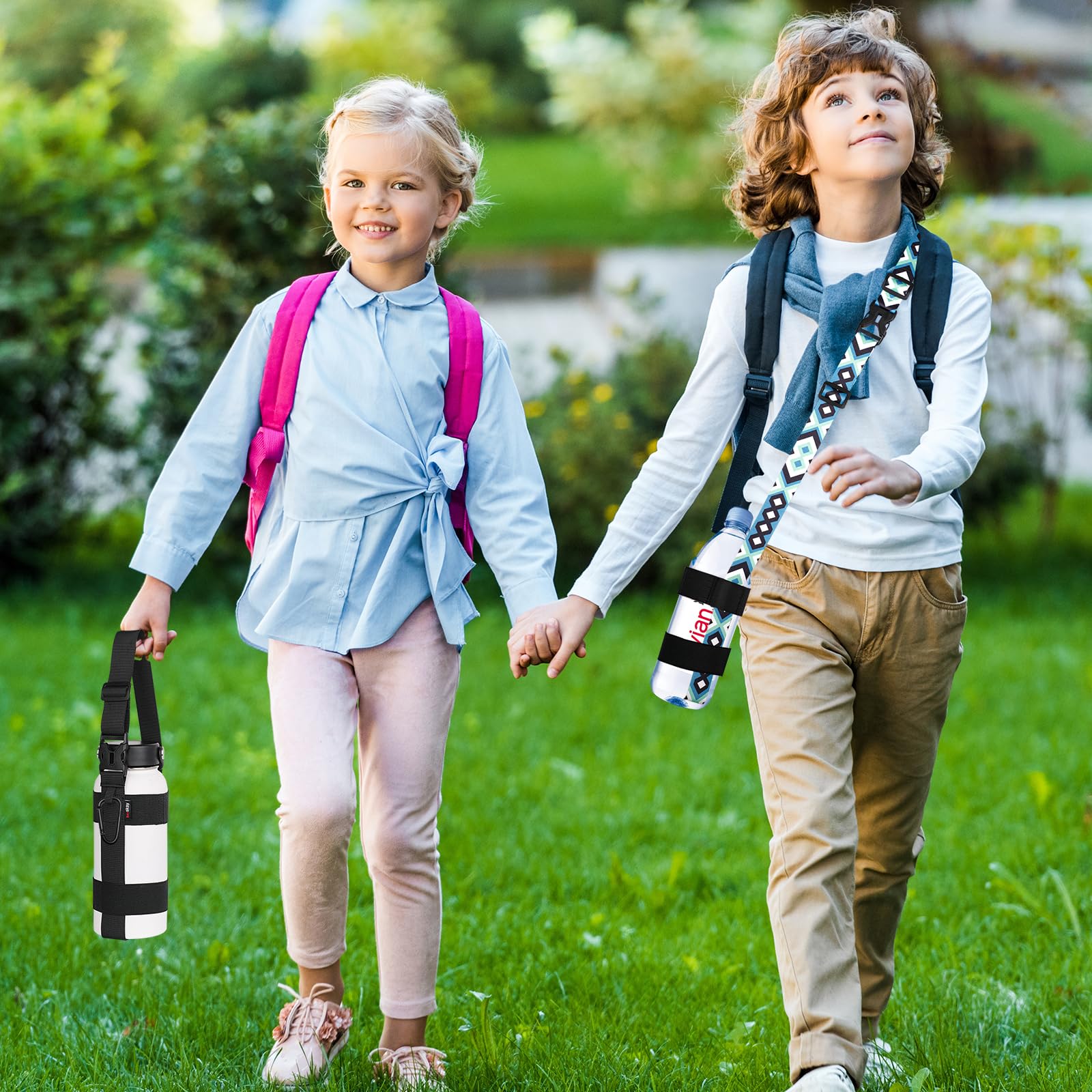 Heyskay 2Pcs Water Bottle Holder With Strap, Handle Strap Sling With Adjustable Shoulder Strap & Carabiner 12Oz-24Oz For Hydro F