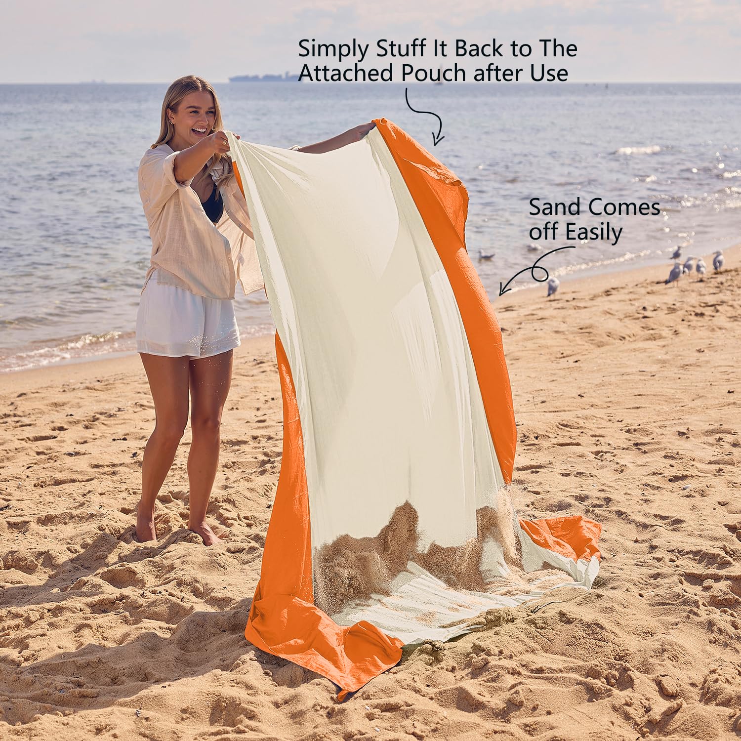 WEKAPO Beach Blanket - Sandproof Waterproof Extra Large Beach Mat | Oversized Sand-Free Lightweight Quick-Drying | Beach Essenti