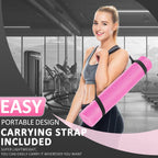 Fitvids All Purpose 0.25 Inch Thick High Density No Tear Exercise Yoga Mat With Strap & Lightweight Features For Indoor & Outdoo
