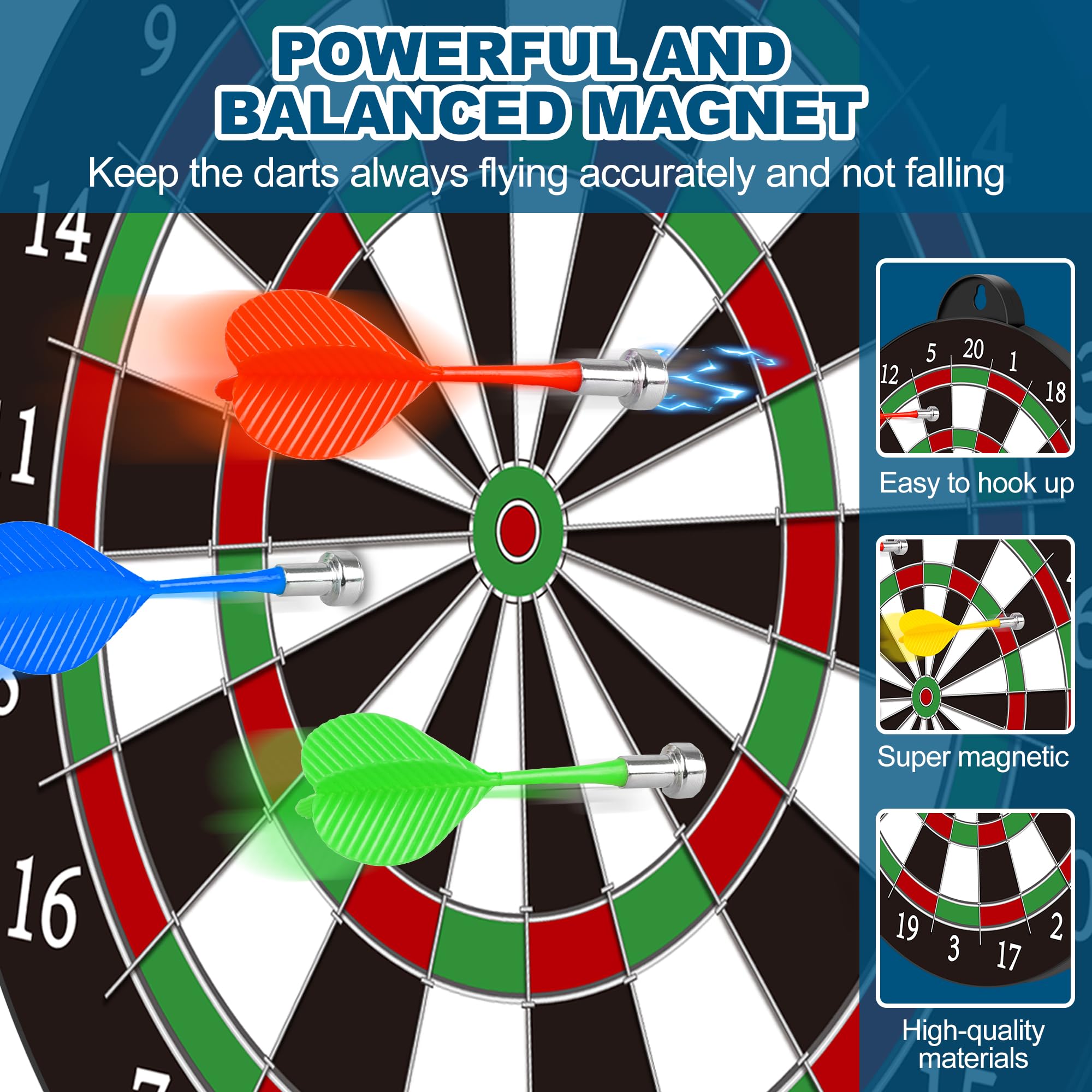 Magnetic Dart Board, Safe Dart Game Toy For Kids, 12Pcs Magnetic Darts, Excellent Indoor Game And Party Game, Double Sided Dart