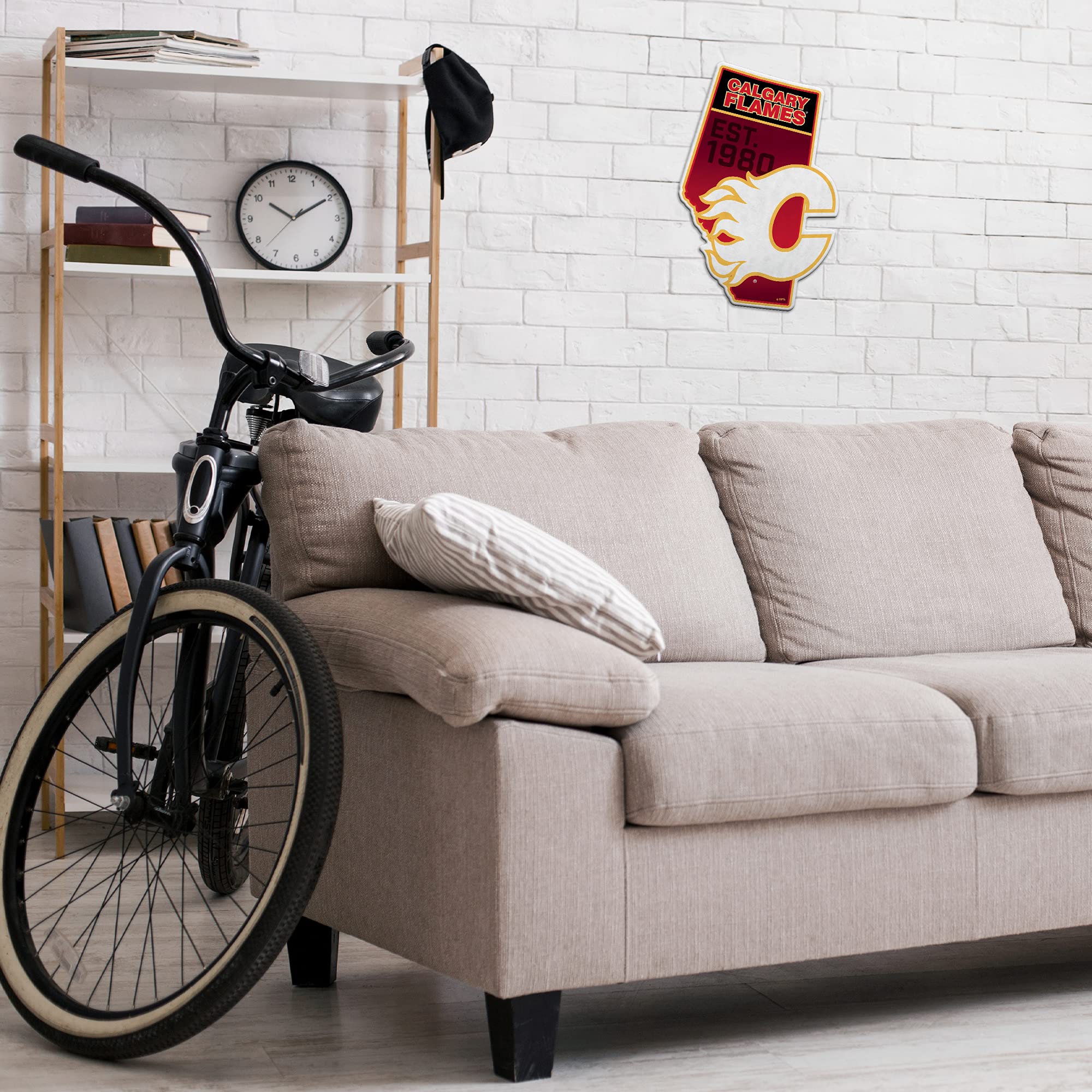 Rico Industries Nhl Calgary Flames State Shape Shape Cut Pennant - Home And Living Room D  Cor - Soft Felt Ez To Hang