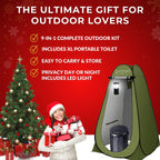 Outsmart Gadgets Portable Toilet Kit For Adults With Camping Night Lantern, Folding Xl Toilet Seat, Pop Up Privacy Tent And Carr