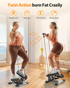 Sportsroyals Stair Stepper For Exercises-Twist Stepper With Resistance Bands And 330Lbs Weight Capacity