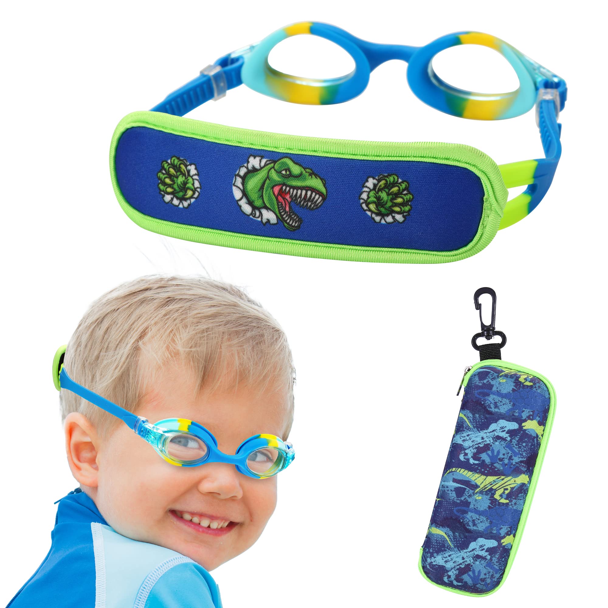 RUIGAO Kids Swimming Goggles,Toddler Goggles Fabric,Dinosaur Swimming Goggles For Toddler/Kids/Youth