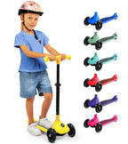 SereneLife 3 Wheel Scooter for Toddlers and Kids - Foldable Kid Scooter with LED Wheels, Adjustable Handlebar, Rear Brake, Anti-