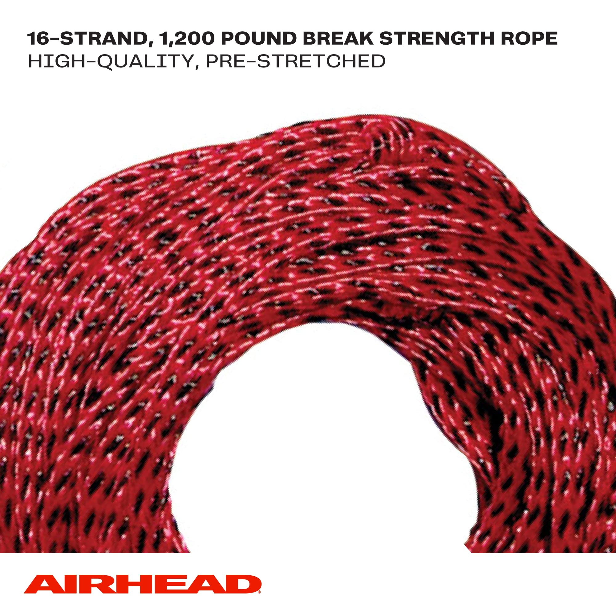 Airhead Trick Handle Wakeboard Rope, 4 Sections, 75-Feet, Red