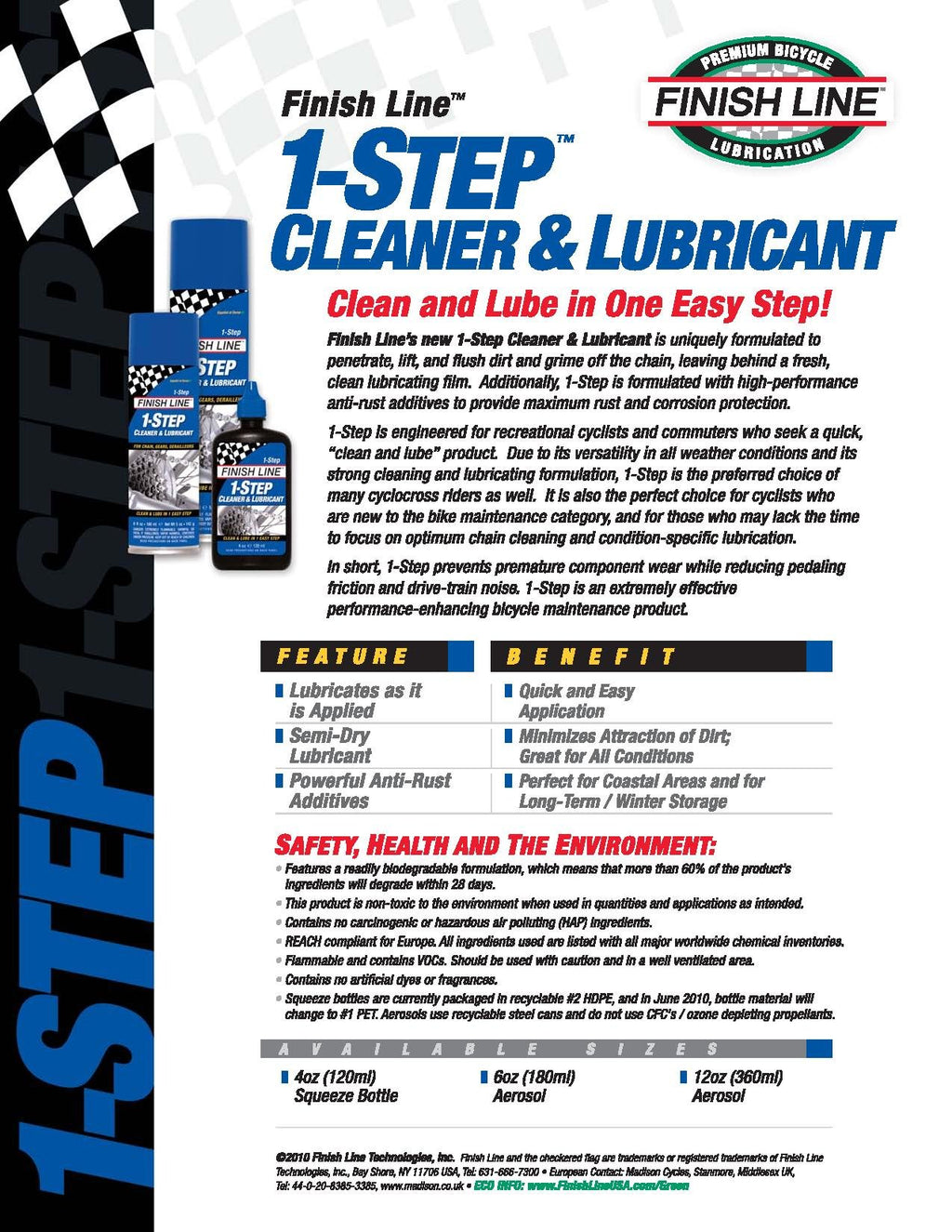 Finish Line 1-Step Bicycle Chain Cleaner And Lubricant, 17-Ounce Aerosol Spray
