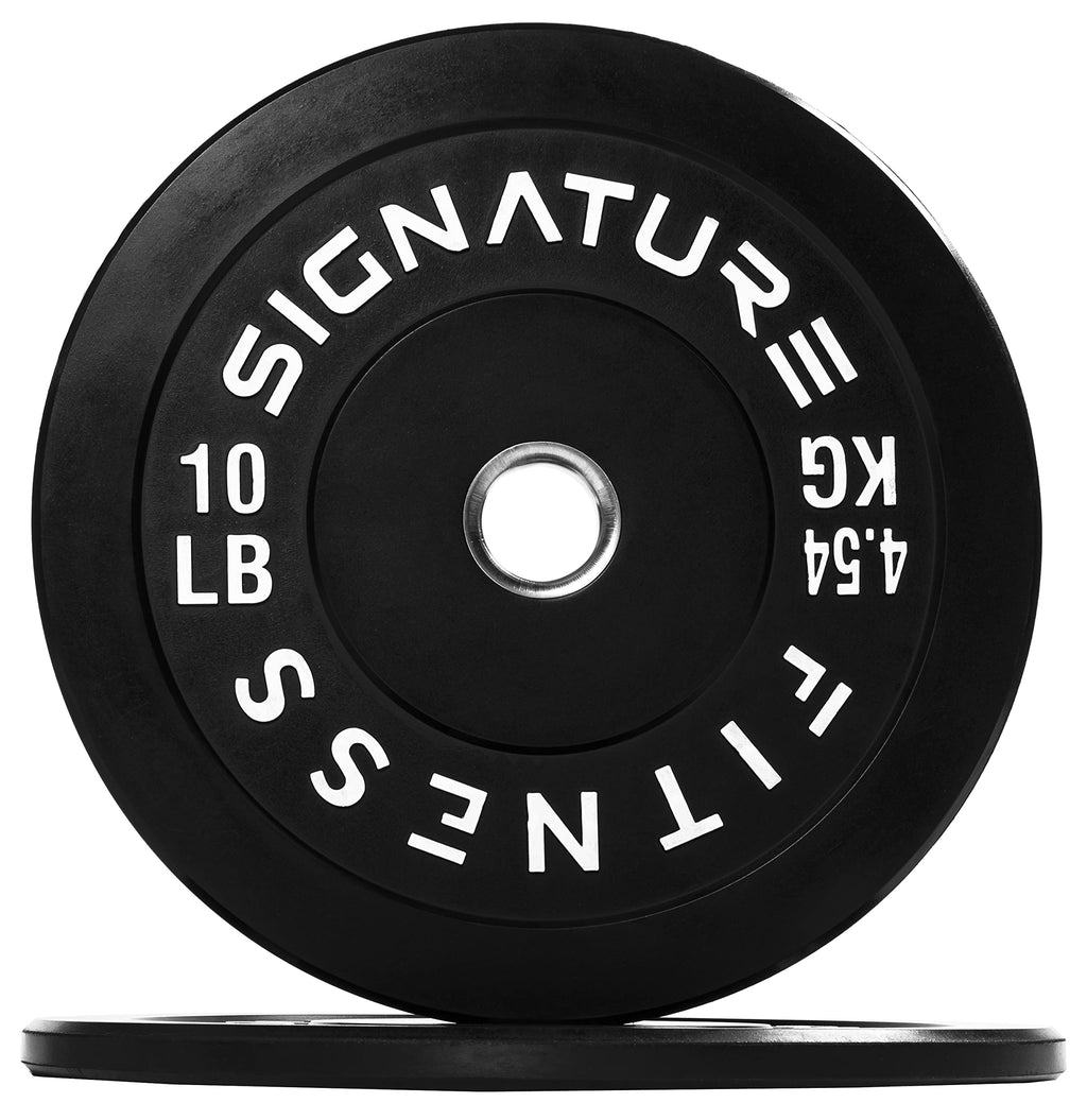 Fitvids 2'' Olympic Bumper Plate Weight Plates With Steel Hub, 10Lb, Pair, Black, Updated