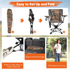 Goplus Swivel Camping Chair, Portable Hunting Chair For Adults W/Cup Holder & Carrying Bag, Folding 360-Degree Free Rotation Law