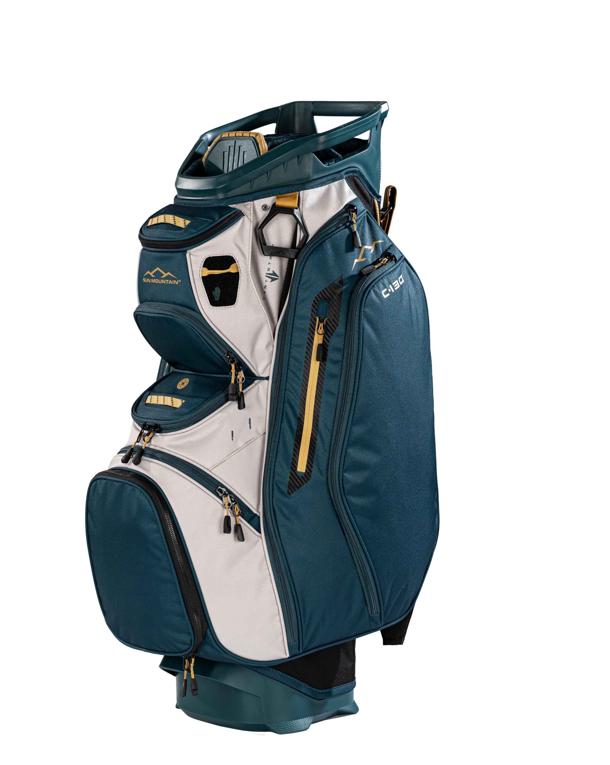 Sun Mountain Mens C130 Lightweight Cart Golf Bag, 14-Way Top, 2026 Model - Black Pond Sand