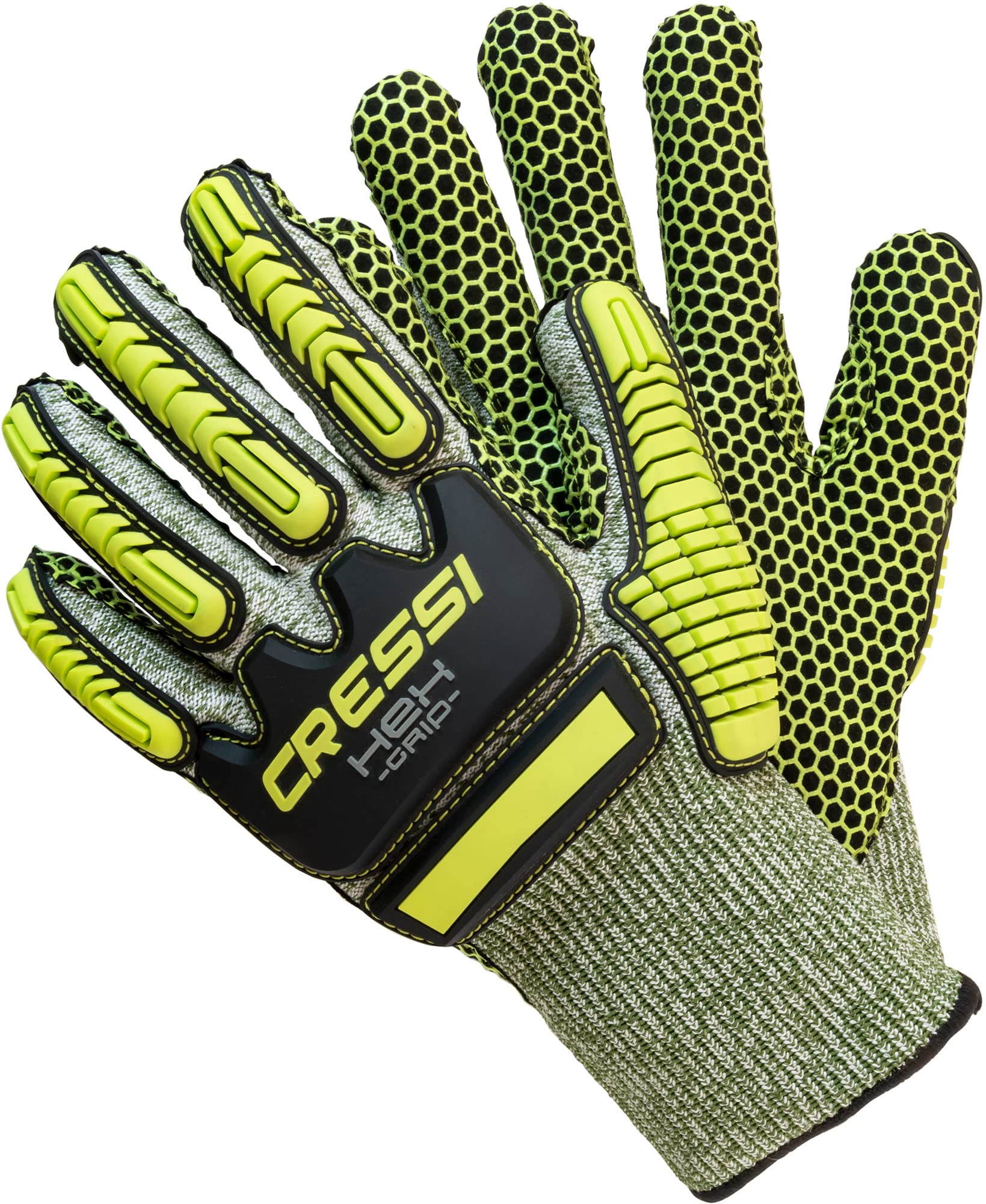 Cressi HEX Grip Gloves, Lime, L