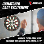 Ruthless Hot Shot Dart Board  Endurance Round Wire Sisal Dartboard Including 2 Sets Of Steel Tip Darts (Db073)