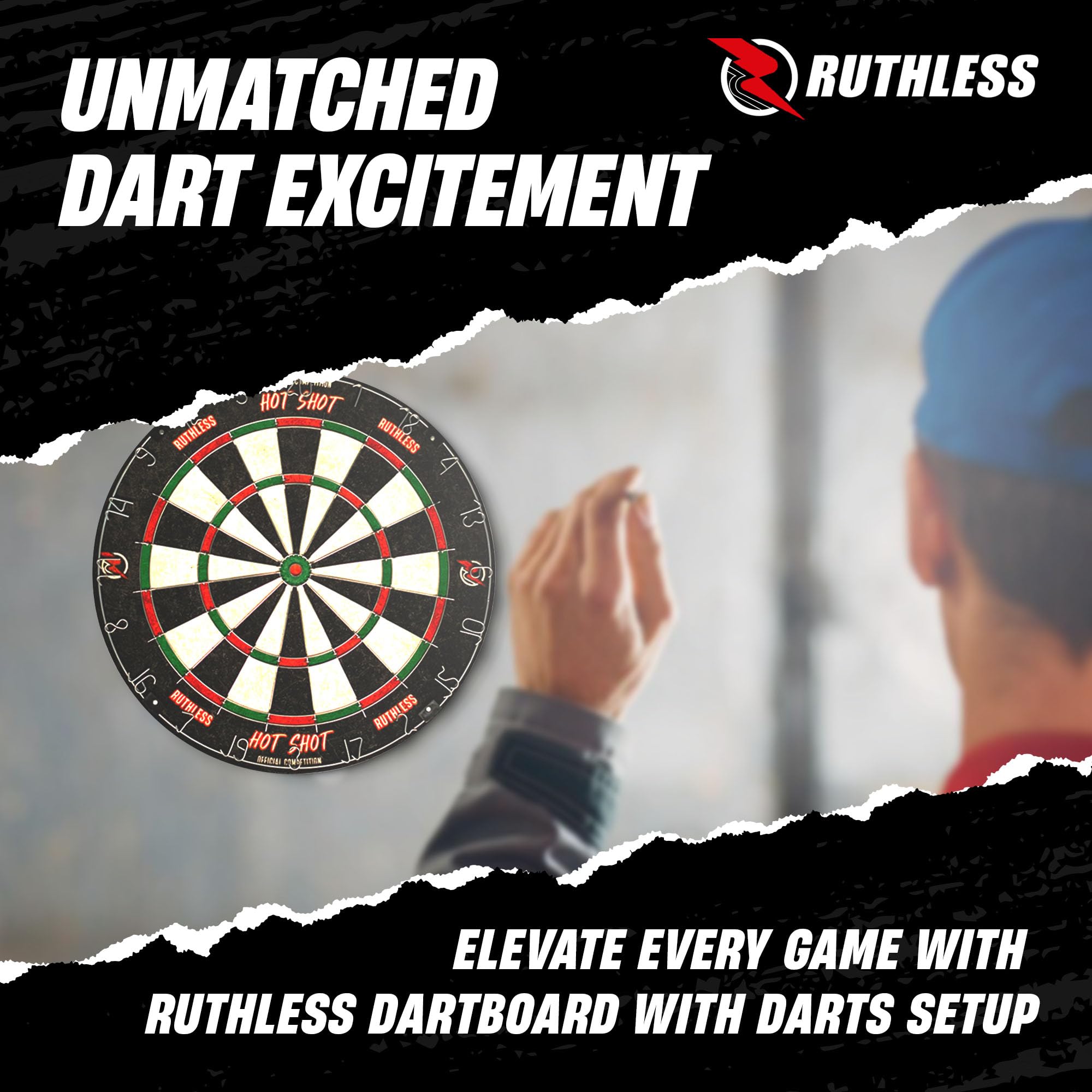 Ruthless Hot Shot Dart Board  Endurance Round Wire Sisal Dartboard Including 2 Sets Of Steel Tip Darts (Db073)
