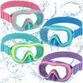 Relaxweex 4 Packs Kids Swim Goggles with Nose Cover Diving Mask Elasticized Fabric Strap Diving Swim Mask Swimming Goggles Lens 