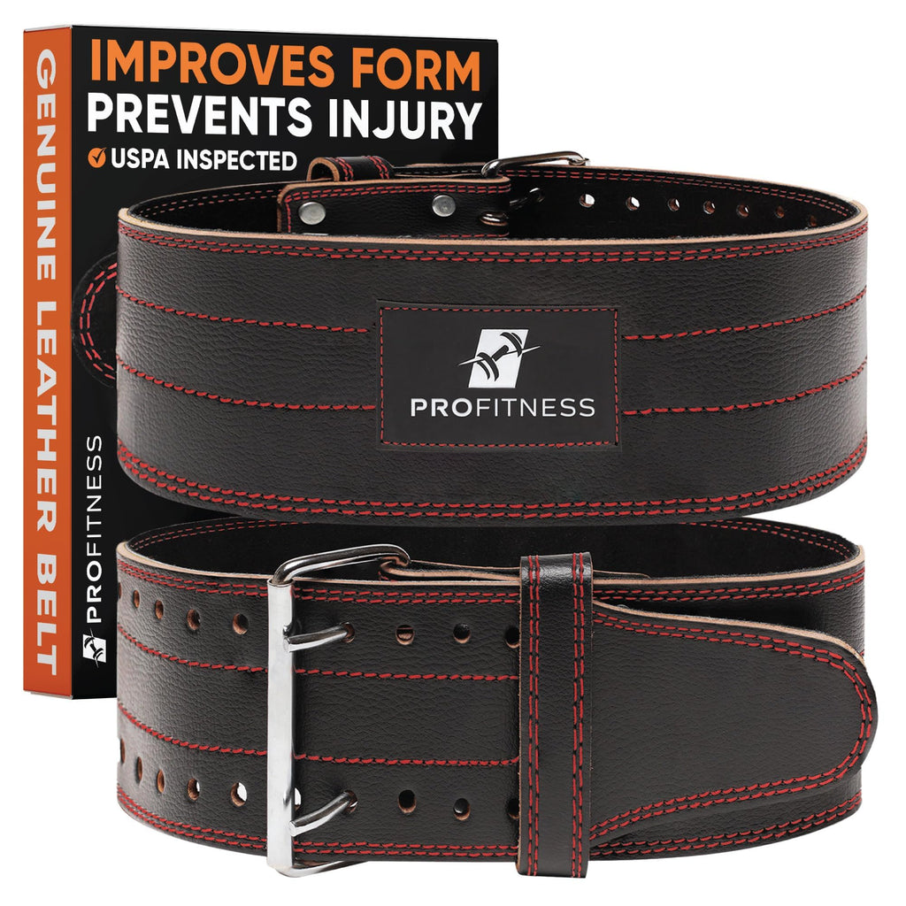 Genuine Leather Gym Weight Belt Workout Belt Weightlifting Gym Belt For Men And Woman Comes (Black/Red, Small)