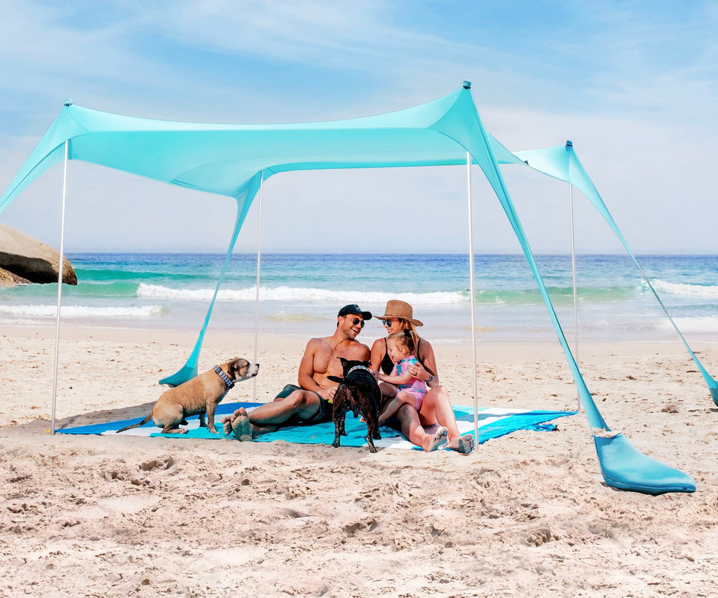 Sun Ninja Beach Tent Sun Shelter With Upf50+ Protection, Includes Sand Shovel, Ground Pegs And Stability Poles, Outdoor Pop Up B