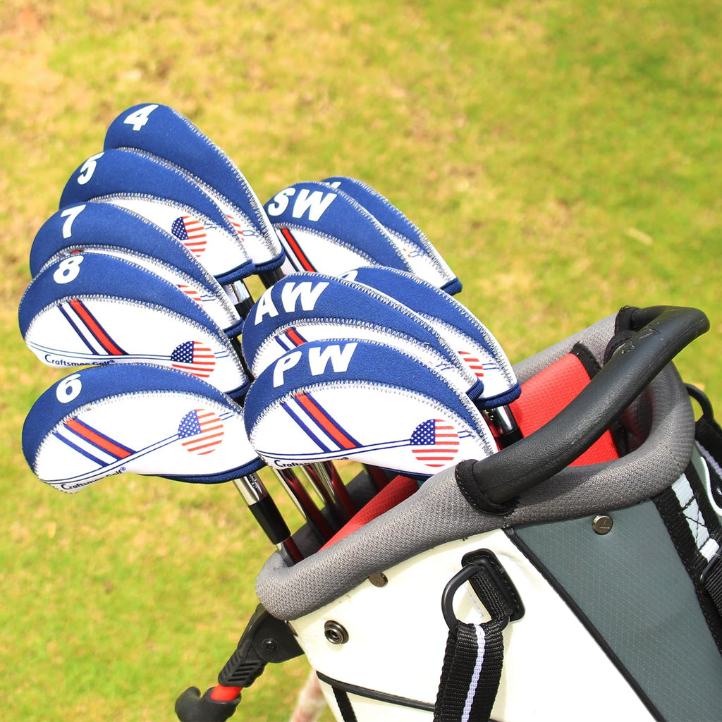 Craftsman Golf Wider Openings Us Flag Neoprene Golf Club Head Cover Wedge Iron Protective Headcover For Most Brand Standard Iron
