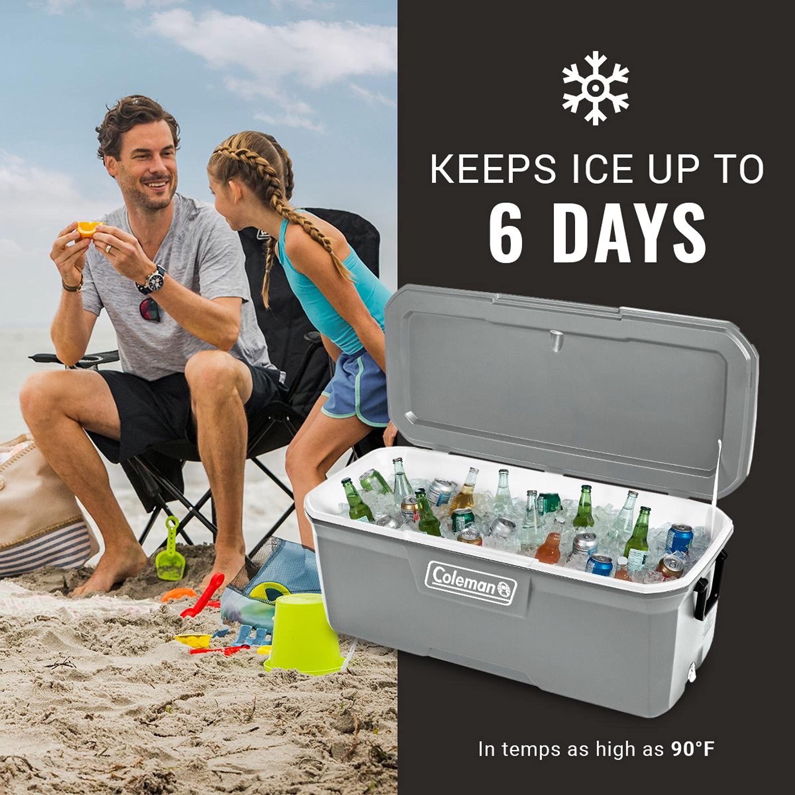 Coleman 316 Series Insulated Portable Cooler With Heavy Duty Latches - Leak-Proof Outdoor High Capacity Hard Cooler, Keeps Ice F