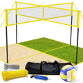 VICHTOP 4 Square Volleyball Game Set - 4 Way Cross Net for Backyard & Beach, Portable Outdoor Volleyball Badminton Combo Net, 4 