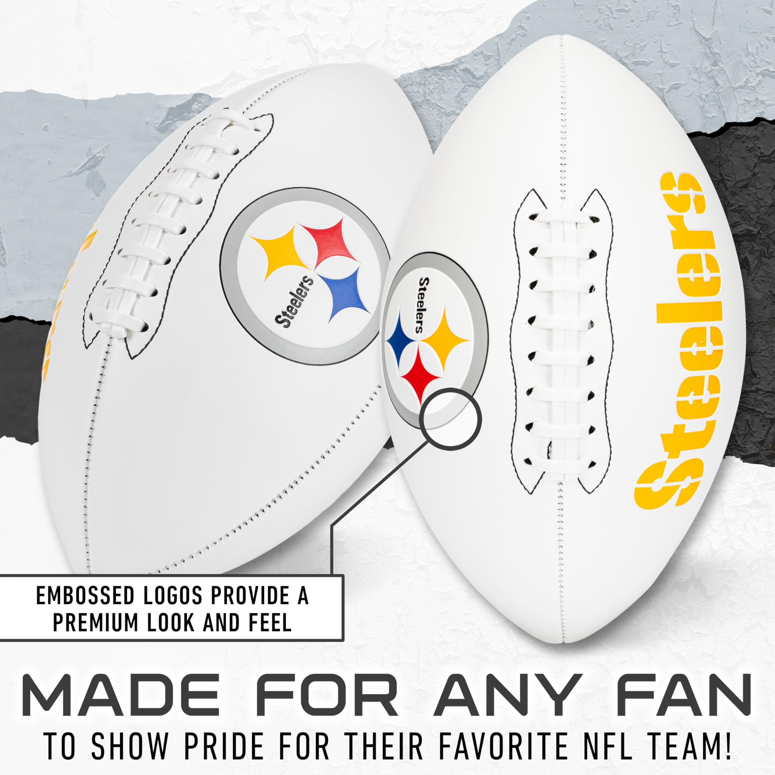 Franklin Sports Nfl Pittsburgh Steelers Autograph Football - Official Size White Panel Souvenir Football For Autographs + Signat
