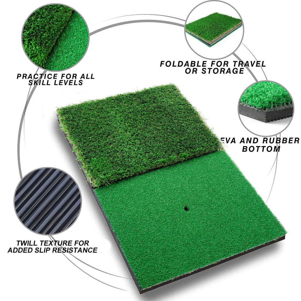 Relilac 3 Piece Golf Chipping Net With Dual Turf Hitting Mat And 12 Foam Training Balls - Indoor/Outdoor Golfing Target Accessor