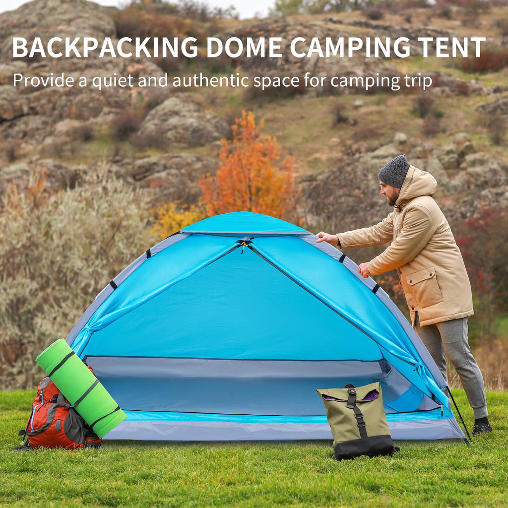 Jelucamp 1/2 Person Dome Tents For Camping, Lightweight Portable Single Backpacking Tent, Small Easy Setup Outdoor Waterproof Ca