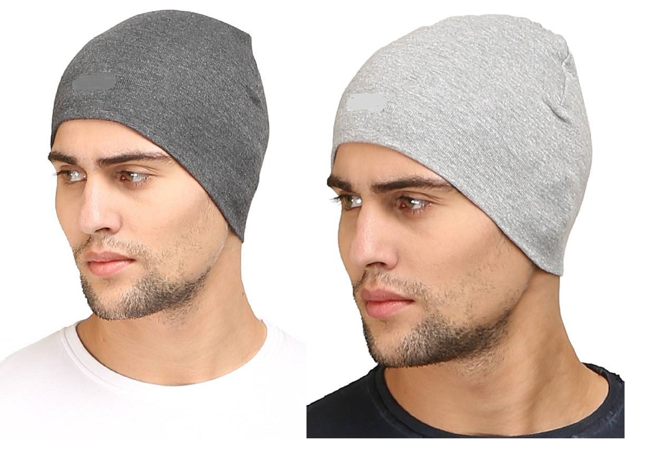 Fy Lane Soft Poly Cotton Skull Cap For Men And Women/Headwear Cap/Multipurpose Cap Dark Grey & Light Grey