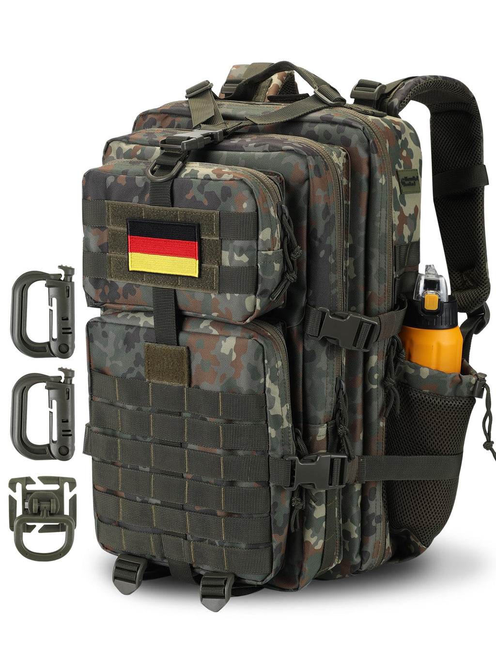 Hannibal Tactical 45L Molle Assault Pack, Tactical Backpack Army Military Camping Rucksack With Bottle Holder, 3-Day Pack Travel
