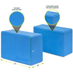 Prosourcefit Foam Yoga Blocks Set Of 2, High Density Eva Yoga Bricks, Sturdy Yoga Prop Large Size 4X 6 X 9 (Blue)