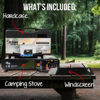 Jo Chef Butane Camping Stove - 9,500 Btu Portable Gas Stove For Camping/Road Trips With Windshield, Csa Certified, Brass Burner,