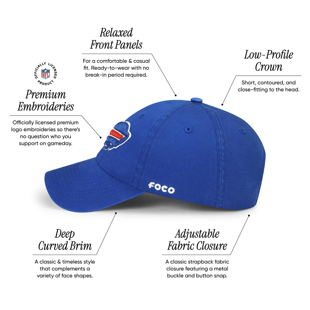 Foco Men'S Buffalo Bills Cap Nfl Logo Casual Hat, Team Color