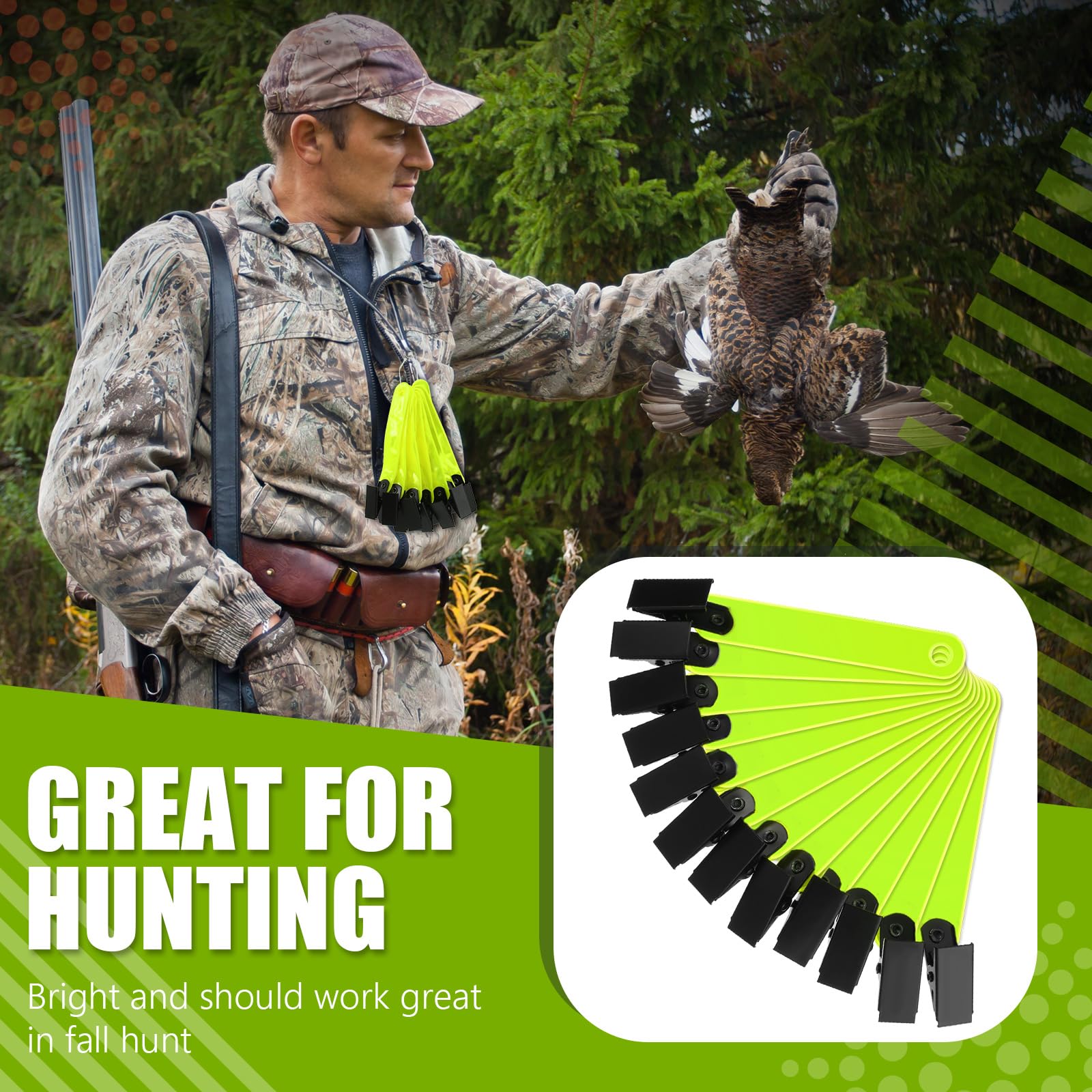 Trail Markers Reflective Tree Tacks Hunting Reflector Tacks Trail Marking Ribbon With Clips For Hiking Hunting Outdoor (Fluoresc