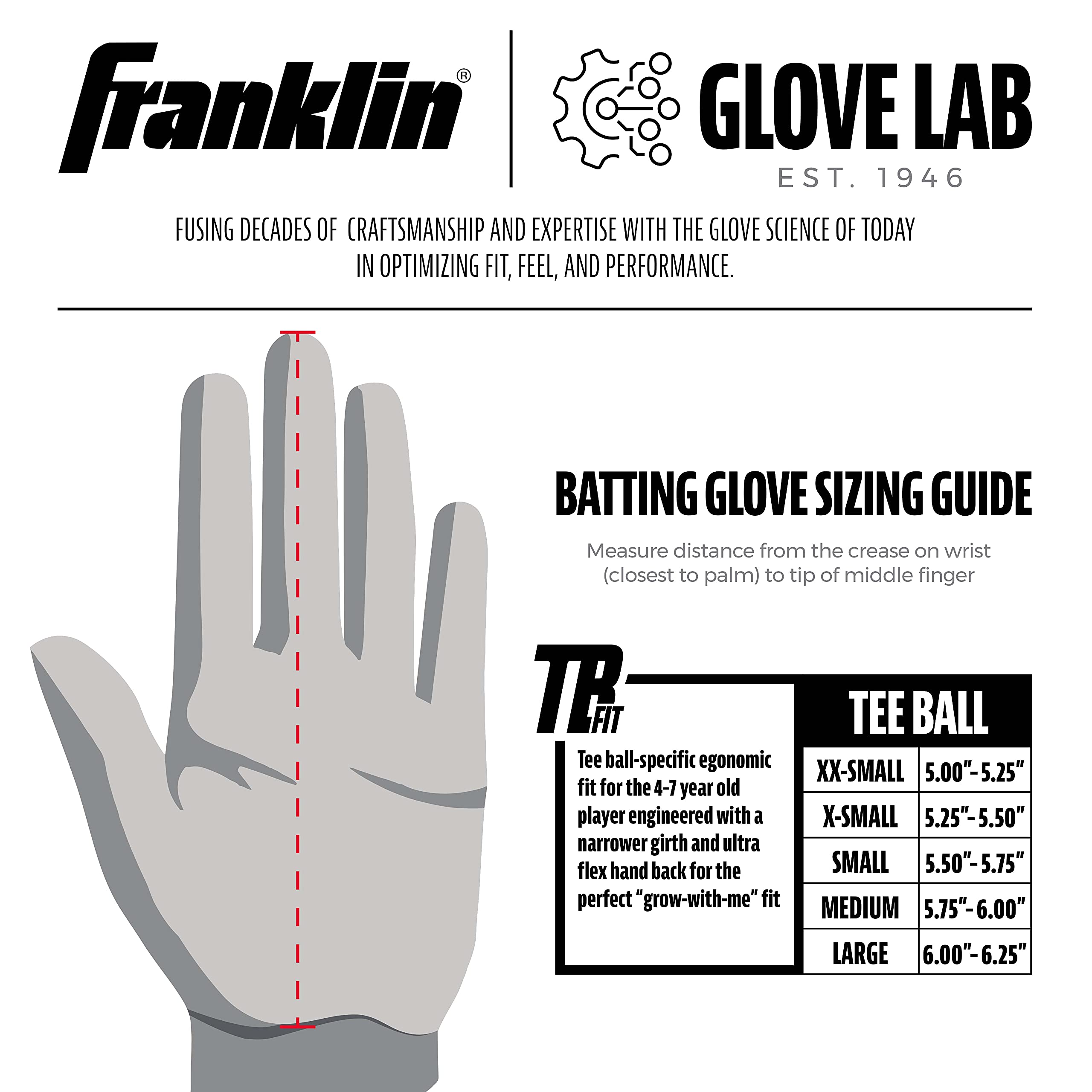 Franklin Sports Youth Teeball Batting Gloves - Youth Flex - Kids Batting Gloves For Teeball, Baseball, Softball - Blackwhite - S