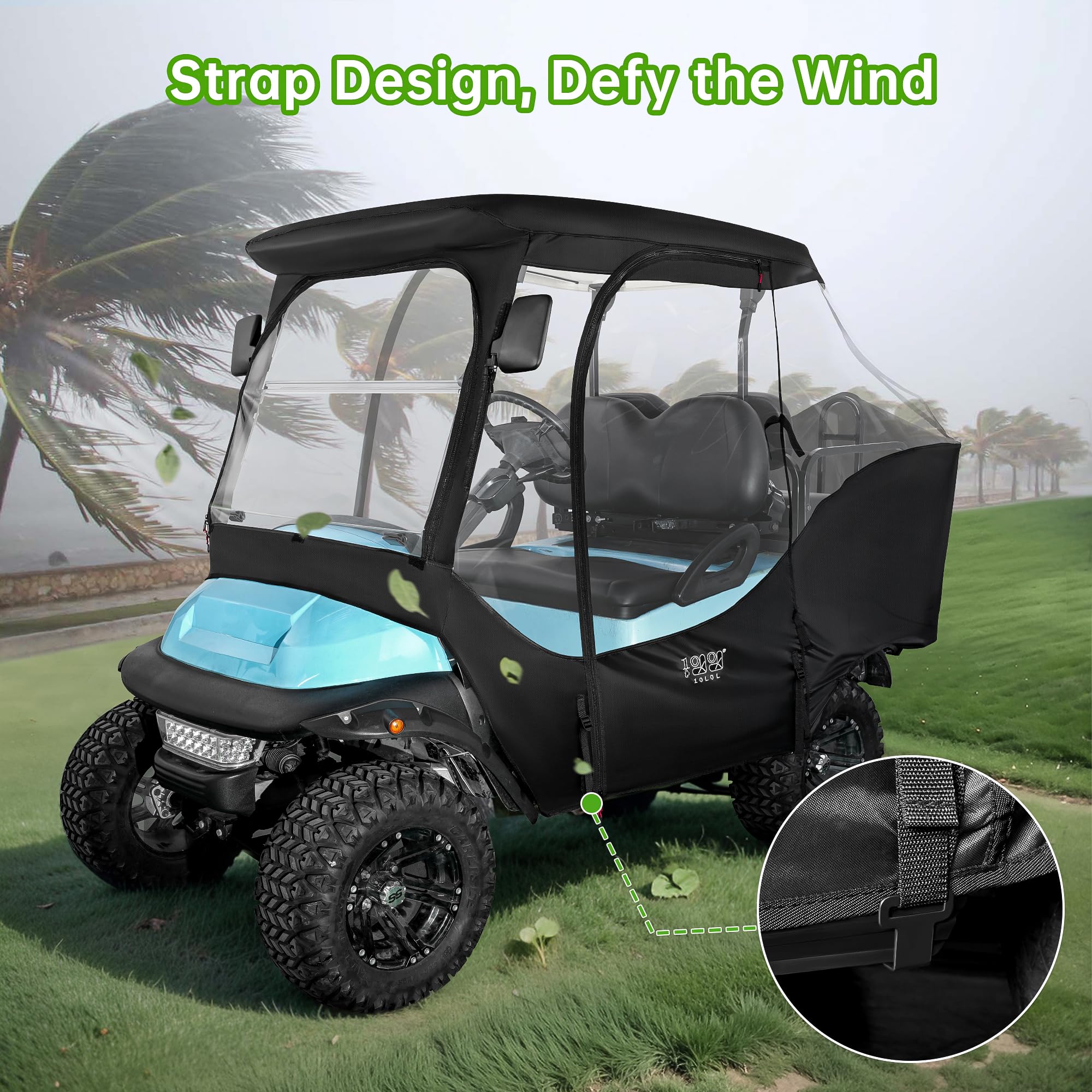 10L0L 4-Passengers Golf Cart Driving Enclosure For Club Car Precedent, Clear Window Rain Cover All Weather Waterproof Windproof