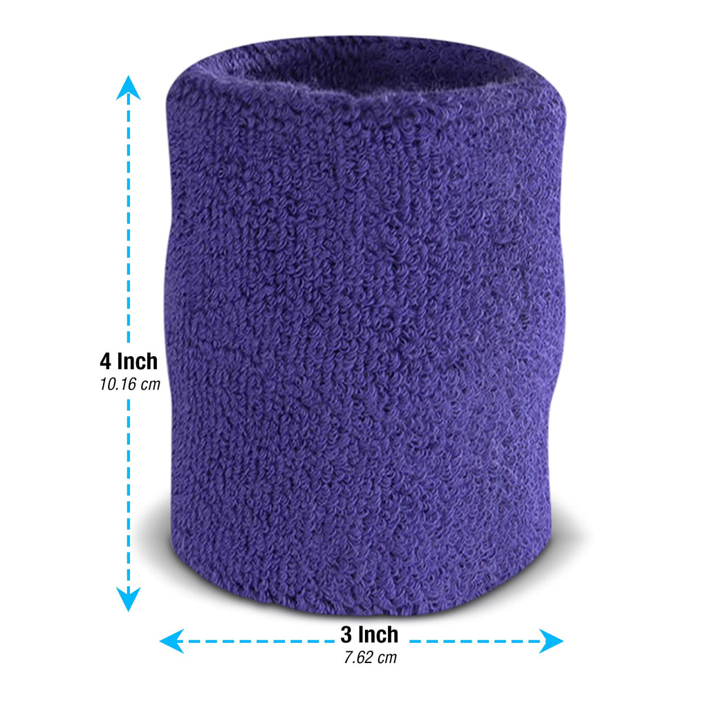 Suddora 4 Inch Arm Sweatbands - Thick Cotton Armbands For Gymnastics, Basketball, Tennis, Football (Purple)
