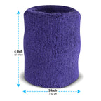 Suddora 4 Inch Arm Sweatbands - Thick Cotton Armbands For Gymnastics, Basketball, Tennis, Football (Purple)