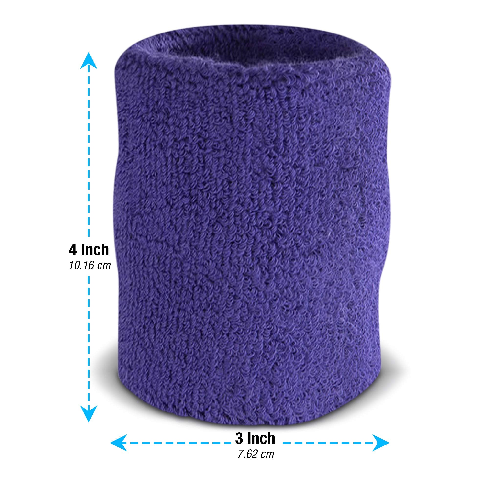 Suddora 4 Inch Arm Sweatbands - Thick Cotton Armbands For Gymnastics, Basketball, Tennis, Football (Purple)