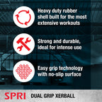 Spri Xerball Medicine Ball With Handles - Weighted Ball For Exercise (6 Lbs, 8, 10, 12, 14, 16, 18, 20 Pounds) - Med Ball For Ab