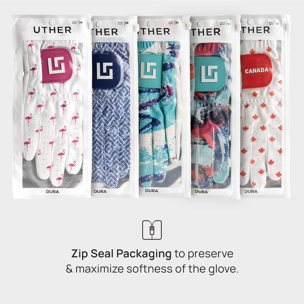 Uther Golf Glove Tight Hand Grip, Zero Friction Golf Gloves Men & Women With Zip Pouch Breathable, Stretch Fit, Sweat Absorbent