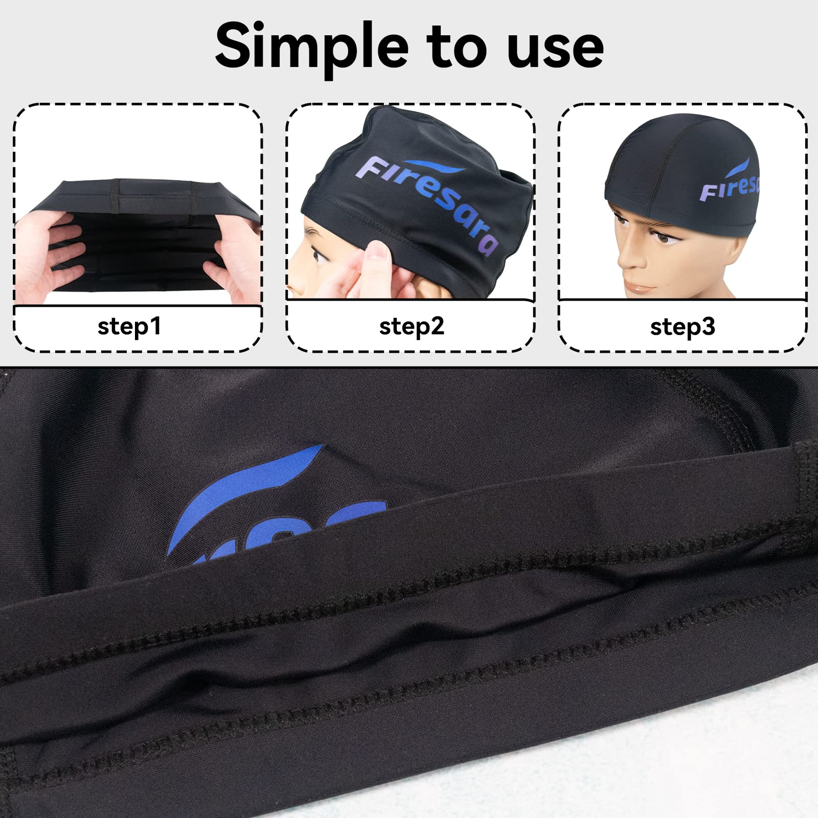 Firesara Upgrate Fabric Swim Cap Fit For Long Short Hair, Comfortable High Elasticity Swimming Hat Lightweight Bathing Cap For W
