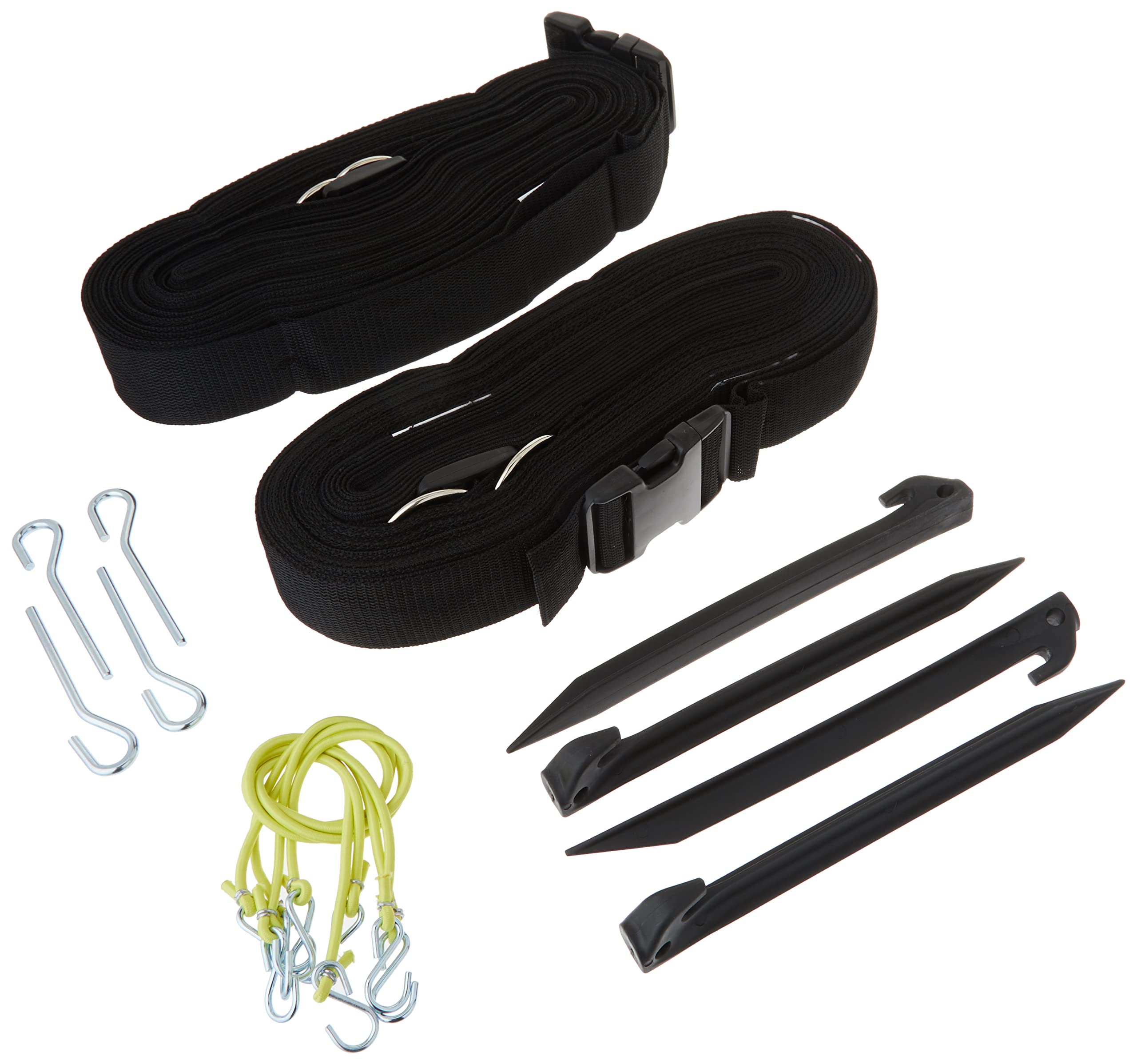 Park & Sun Sports Adjustable Outdoor Volleyball Boundary Webbing with Ground Stakes: 2 Wide Court Line Marker, Black (BC-WEB-2A)