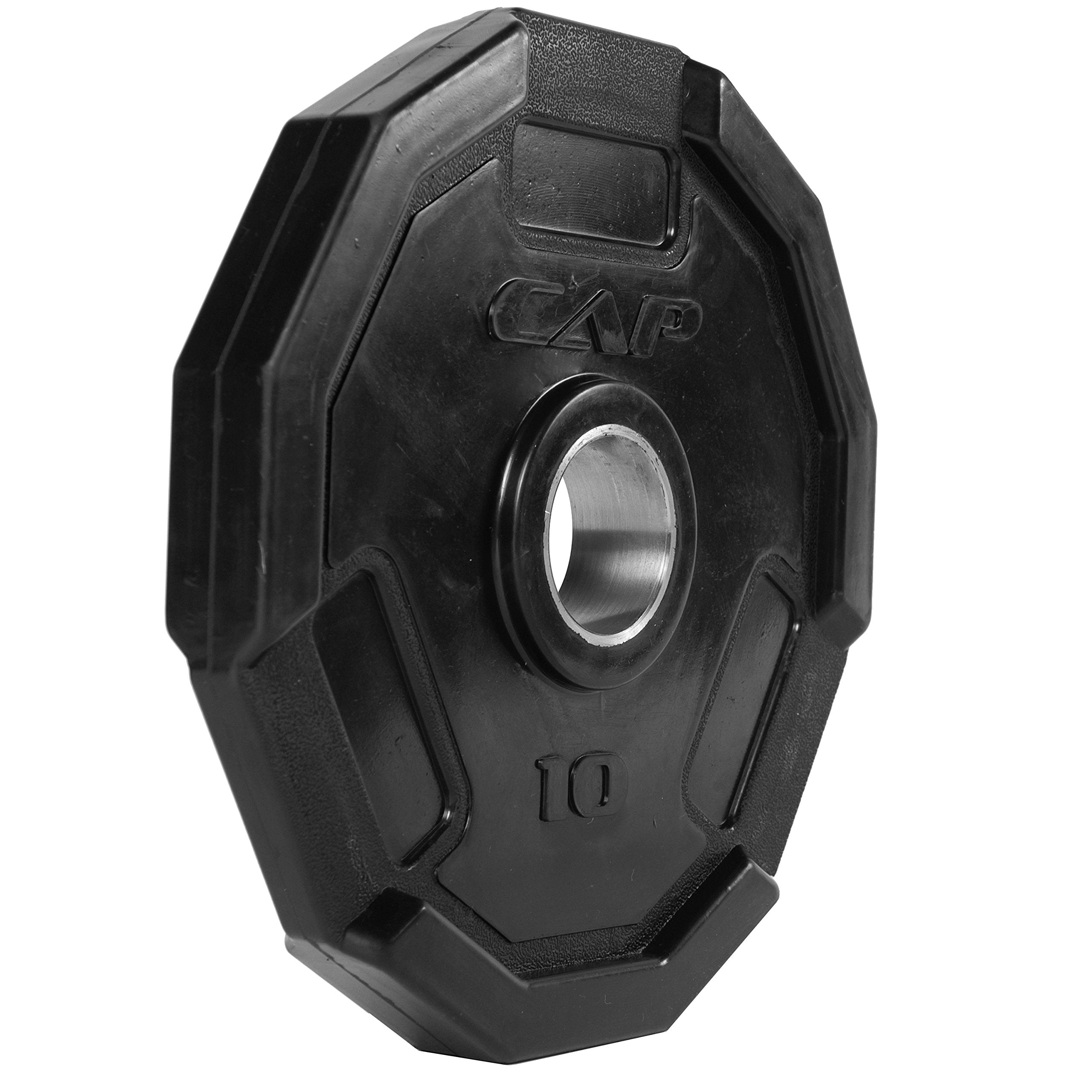 Cap Barbell 12-Sided Rubber Olympic Grip Weight Plates, Black, Single, 10 Pound